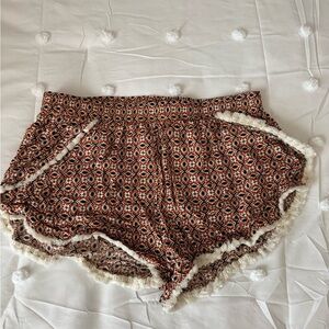 Hem & Thread Burnt Orange and Black Elastic Waist Shorts